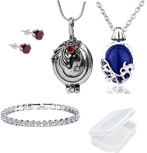 PPX 5 Stück Vampire Halsketten, Ohrringe und Armband - Daywalking Katherine Halskette -Verbena Halskette Kette kann Silber- mit transparenten Aufbewahrungsbox öffnen