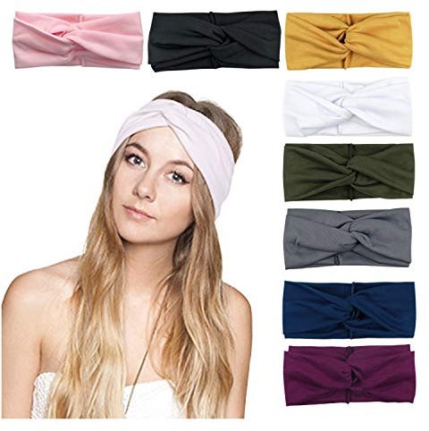 DRESHOW 8 Stück Damen Stirnband Kopfband Haarband Turban Elastische Stirnband Haarbänder Haarschmuck für Mädchen