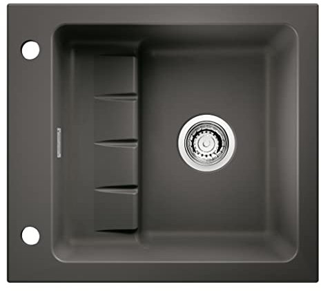 NABER 1091002 Einbauspüle PickUP E mit Premium-Drehexzentergarnitur, ab 600 mm Schrankbreite, Keramik, Schiefer
