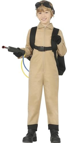 FIESTAS GUIRCA | Gespensterfänger Kostüm für Kinder (10-12 Jahre) - Rucksack und Overall für Geisterjäger - Halloween Kostüme - Ideal für Jungen und Mädchen - Beige und Schwarz