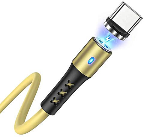 YSJJZRL Cavo di Ricarica Magnetico, Silicone Liquido 2.4A (2M/6.6ft) Cavo di Ricarica USB Magnetico Tipo C Compatibile con Samsung Galaxy S10 S9 Note 9 8 S8 Plus, Huawei P30 / P20 PRO (Giallo)