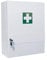 FAP Erste Hilfe Verbandschrank (leer), Kunststoff Medizinschrank Apothekerschrank mit 10 Fächern (4 herausnehmbar), Sicherheitsschloss – 45 x 34,5 x 16 cm - zum Aufhängen inkl. Schrauben & Dübel