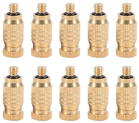 10 ugelli regolabili ad alta pressione a bassa pressione per irrigazione del prato, ugello atomizzatore per nebulizzazione esterna, testa in ottone, 4 mm (diametro) * 5 mm (lunghezza)