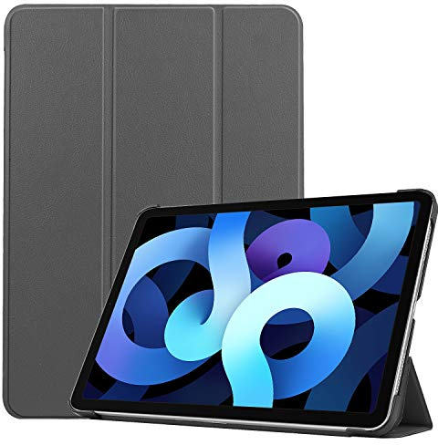 Lobwerk Hülle für Apple Ipad Air 4 2020 4. Generation 10.9 Zoll Smart Cover Etui mit Standfunktion und Auto Sleep/Wake Funktion Grau