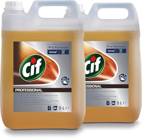 Cif Professional Bodenreiniger für Holz- und Laminatböden – Speziell entwickelt für eine schonende und effektive Reinigung, 2 x 5L