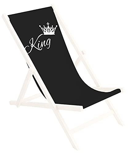 Ferocity Ersatz-Stoffbezug 131x44 cm Wechselbarer Liegestuhl Stoffbezug 100% Polyester für Holz-Liegestuhl Klappliegestuhl Motiv Schwarz King [119]