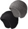 JFAN Strickmütze Unisex Retro Joker Melonenhauthut Warm Winter Einfarbig Fleece Gefüttert Ohren Schützen Ski Skull Cap Baseballkappe One Size Schwarz+Grau
