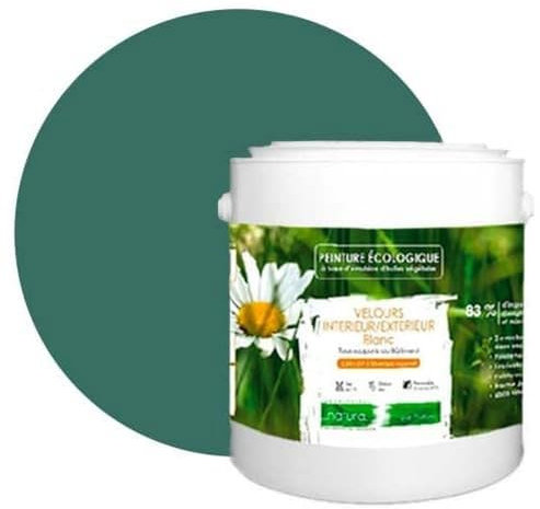 BOX DECO COULEURS Pintura natural ecológica interior exterior con aspecto terciopelo Natura – 2,5 l/33 m² [Clase energética A+], verde tropical