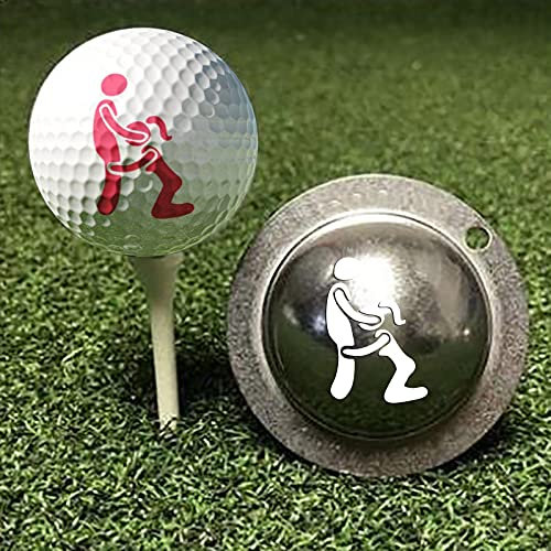 DSYU Stainless Steel Golf Ball Marker Painting Mould, Funny Pattern Custom Marker Alignment Tool Model, Golf Ball Scribe Liner Tin Cup Drawer, Golf Ball Markers Adult Humor Marking Tool
