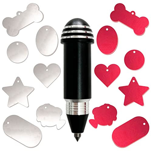 Engraving Tip Tool for Cricut Joy, with 2 Color & 7 Lovely Blank Tags, Shape of Dog Bone, Heart, Circle, Star, Fish, Oval, Rectangle