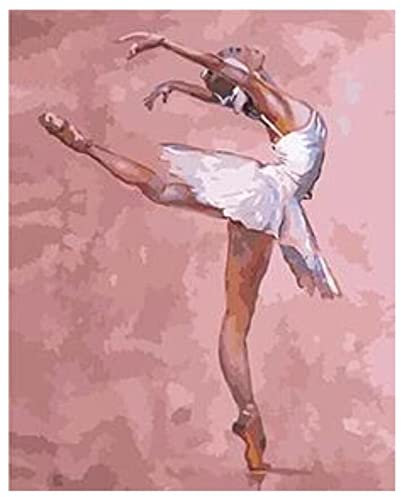 Malen nach Zahlen Erwachsene,Ballett-Tänzerin 40 x 50cm DIY Handgemalt Ölgemälde Kits auf Leinwand Geschenk für Weihnachten Geburtstag, Home Haus Deko