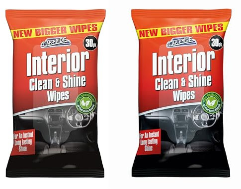 Interior Clean & Shine Wipes 60 - Highly Absorbent, Streak & Scratch Free All Around Car Cleaning Pads Car Wipes | Car Interior Dashboard Wipes for Car Interior Protectant and Cleaning Wipes