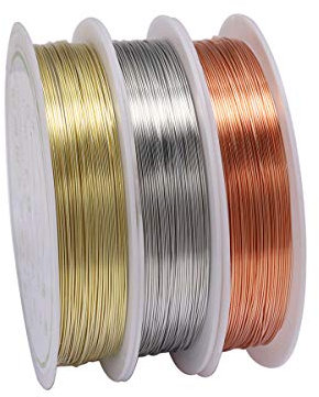 3 Rolls Jewelry Beading Wires, 0.25mm/ 30 Gauge Tarnish Resistant Copper Wires for Jewelry Making Supplies and Craft