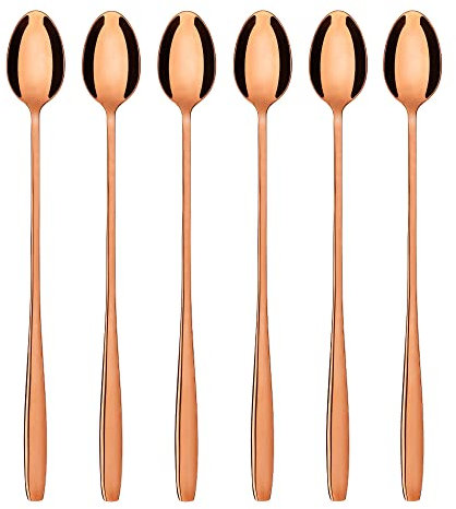 GRÄWE Latte Macchiato Löffel Set, rotgold, 6-teilig, lange Löffel für Cocktails & Desserts, Edelstahl, spülmaschinengeeignet, Serie Königstein