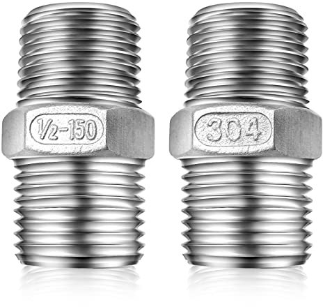 Doppelnippel 1/2 Zoll 2 Stück Edelstahl Duschschlauch Verbinder Verlängerung Adapter Nippelmuffe Fitting Nippel für Badezimmer