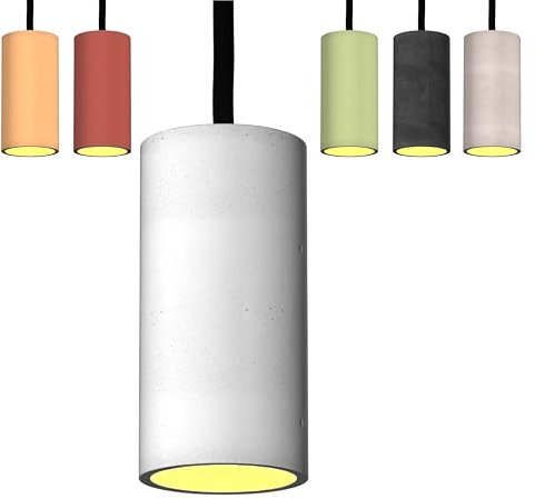 Betoniq Pendelleuchte Beton modern klein NARA13 außen weiss innen kupfer - Industrial Design Betonlampe Hängelampe mit LED Glühbirne und Fassung GU10 - Hängeleuchten & Pendelleuchten in Betonoptik