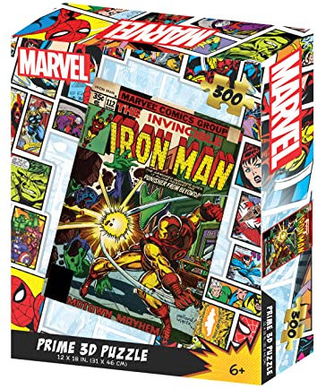 PRIME 3D | Marvel Comics - Iron Man | 3D Lenticular Jigsaw Puzzle Age 6+ | 46cm x 31cm - 300 pcs | Games & Puzzles | Ages 6+