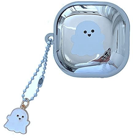 eglixu Linda Funda para Samsung Galaxy Buds FE(2023)/Buds 2 Pro, Cubierta Protectora galvanizada de Moda para Auriculares Buds Pro/Buds 2/Buds Live (Blanco Fantasma-Blanco)