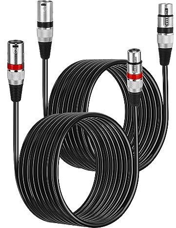 PERMUST 2PC XLR Cable de micrófono XLR 8 M-3 pines XLR balanceado macho a hembra Cable de conexión de escenario Cable DMX