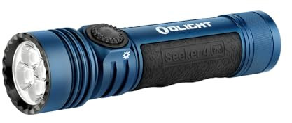OLIGHT Seeker 4 Pro 4600 High Lumens Rechargeable Torch USB-C Holster or Magnetic Charging, Powerful Bright Flashlight for Emergencies, Camping, Searching (Cool White (5700K~7000K), Midnight Blue)