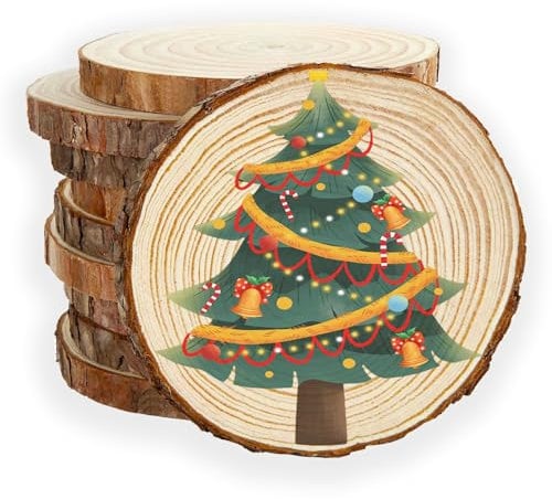 FWEEK Lot de 10 rondin en bois de 16 à 18 cm de diamètre - 15 mm d'épaisseur - Cercles en bois non percés - Pour bricolage, artisanat, mariage, décoration de Noël