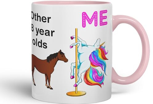 Vixar Mug coloré Pole Dance Licorne 18e anniversaire 18 ans 330 ml Cadeau Travail Bureau Thé Café (Rose)