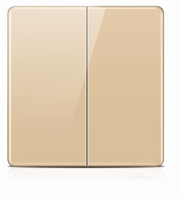 ZFQ Grand interrupteur à bascule, panneau mural moderne en verre acrylique doré, double interrupteur électrique, 2 interrupteurs 1 voie, 16 A 250 V