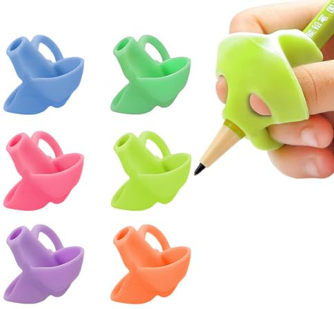 ZKGYUS 6 Stück Schreibhilfe für Stift Kinder,pencil grips for kids,Ergonomische Bleistift Griffe Silikon,Schreiben Haltungskorrektur Werkzeug für Bleistifte(6 Farben)
