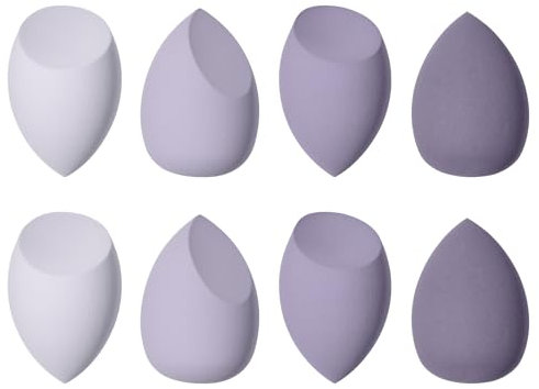 Beauty Blender, 8 Pièces éponge Fond de Teint éponge Maquillage pour Fonds de Teint, Poudres Liquides, Etc, éponge de Maquillage Existe en 3 Formes-Violet (Violet)