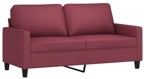 vidaXL Sofa 2-Sitzer, Loungesofa Couch mit Armlehnen Rückenkissen, Wohnzimmersofa Designsofa Metallgestell, Sitzmöbel Zweisitzer, Modern, Weinrot Stoff