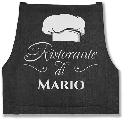 Schürze - Pizzaschürze Erwachsene - Ristorante di Name | Geschenk Pizza Zubehör | Pizzabäcker I Pizza Fan - 85x69 - Jeans Schwarz - pizzaschürzen koch personalisiertes mütze schürzen
