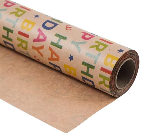 Ulmasinn Wendbares Geburtstags-Geschenkpapier – Mini-Rolle – 43 cm x 10 m JTSR4340