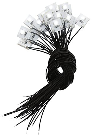 Evemodel 20 Stk. SMD LED 3528 Hausbeleuchtung Lampe Leuchte 10x10mm mit Kabel 20cm 12-18 V (weiß)