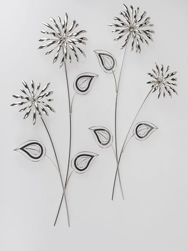 Bollweg Wndschmuck Wanddeko Wandblume Blume silber 1 Stück von 2 verschiedenen Modellen links oder rechts 70cm aus farbigem Metall