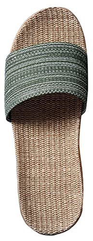 Lazzboy Hausschuhe Damen Sommer Leinen Hause Pantoletten Slipper Rutschfest Badeschuhe Strandschuhe Schlappen Frauen Slippers Plattform Badelatschen Dusch Badeschlappen (Grün,42)