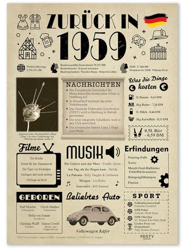 Geschenke zum 66. Geburtstag Frau - Geburtstagsgeschenk für Männer 66 - Schöne Geburtstagskarte 66 Frau und Mann - Geburtstagsdekoration 66. Geburtstag Männer und Frauen - Karte 1959