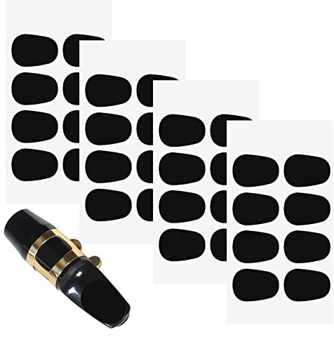 Dokeno 32 Stück Mundstückkissen für Alt-Saxophon 0,8 mm Bissgummi Klarinette Ovale Gummi Mundstück Patches Schwarz Mundstückkissen für Alto Und Tenorsaxophon Klarinette