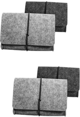 SAFIGLE 4stücke Filz Reisepass Und Handyhalter Tragbare Aufbewahrungstasche Organizer Für Elektronik-zubehör Schützende Dunkelgrau