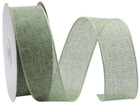 GOIYZTTR 10M Grün Sackleinen Band Rolle 4 cm Breit Juteband Jahrgang Verdrahtet Sackleinen Decoband Geeignet für DIY-Bastelverpackungen Geschenke und Blumenstraußdekoration