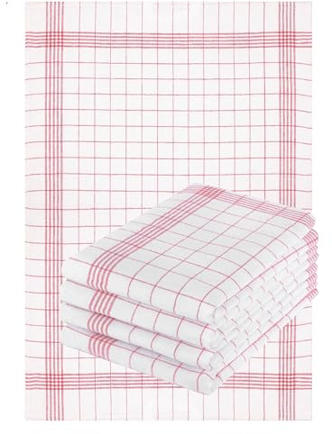 Betz 5er Set 50x70cm Geschirrtücher Baumwolle extrem strapazierfähig und saugstark trocknergeeignet - Gastronomiequalität - Geschirrtücher BW rot