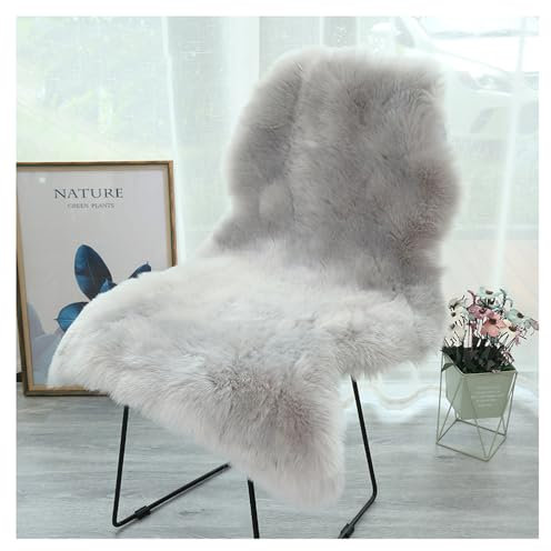 SMTCM Faux Lammfell Schaffell Teppich 60 * 180cm Lammfellimitat Carpet Longhair Felloptik Flauschige Weicher Fellteppich Stuhlkissen Bodenteppich Sitzfelle Nachahmung Wolle Matte für Sofa Wohnzimmer