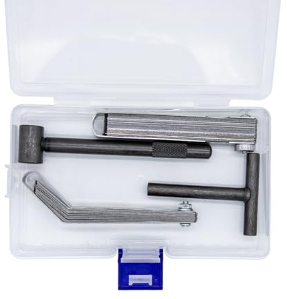 Tutuxio Motorcycle Engine Valve Adjustment Tool Kit Screw Adjusting, 1pc Square Hole Wrench, 1pc Hexagonal Hole Wrench, 1pc Straight Feeler Gauge and 1pc Offset Feeler Gauge