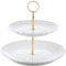 Bloosnow Porcelain Cake Display Stand, White Afternoon Tea Stands, Floar Cup Cake Fruit Dessert Party Server Plates Stands (White)