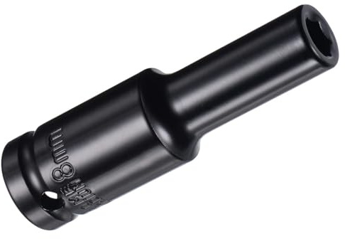 Unifizz 1/2 Inch Drive - 8mm Deep Impact Socket with 6 Point Design, Heat-Treated Cr-V Steel 78mm Length, Metric Sizes