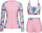 Kate Kasin 3 Piece Swimsuit Set for Women Long Sleeve Sun Protection Top Padded Bikini High Waist Bottoms for Swimming Pink-Pineapple XXL