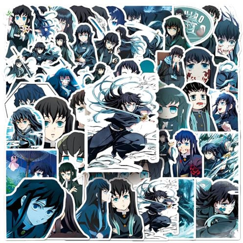 Kimetsus No Stickers, 50 Pcs TokitouMuichirou Figure Vinyl Waterproof DIY Sticker Decals for Party, Water Bottle Scrapbook Laptop Skateboard Computer for Teens Students