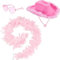 Cowboy Hut Damen Cowgirl -Hut Filz Cowboyhut mit Herzbrille Rosa Federschal Damen CowboyHut Cowgirl Kostüm Accessoires Wilder Westen Kostü Westernhut für Party Cosplay Karnevalsfeiertage 3 Stück