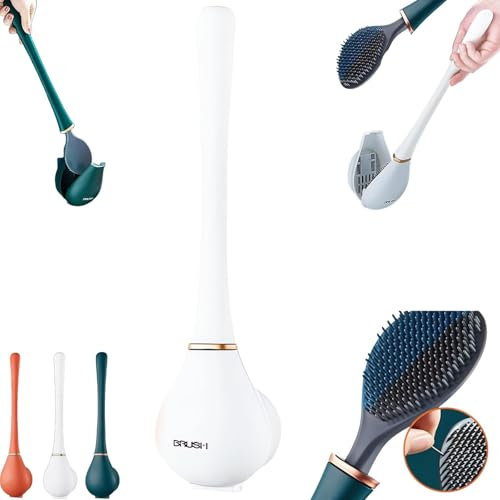 Modern Flexible Silicone Toilet Caspa for Home, 2025 Silicone Toilet Wand Bowl Brush and Holder Cleaning Set, Toilet Wand Cleaning Kit Wall Mounted, Toilet Brush Cleaner with Dispenser (White)