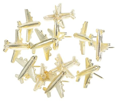 DIYEAH 12 Stück Metall Flugzeug Pinnnadeln Gold Für Pinnwand Korkwand Büro Schule Zuhause Kreative Pushpins Für Karten Und Fotos
