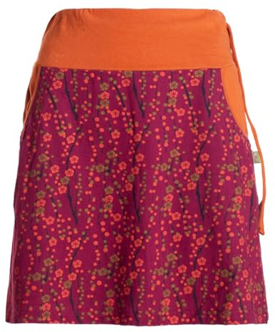 Vishes Alternative Bekleidung - Damen Mini-Rock Baumwolle Blumen-Muster Kordelzug-Bund mit Taschen